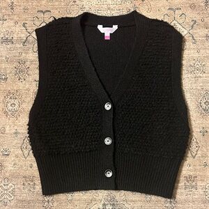 Black Sleeveless Knit Sweater Vest